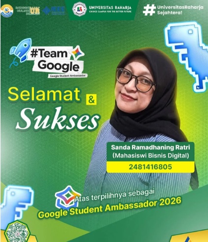 Mahasiswi Bisnis Digital Universitas Raharja Terpilih Menjadi Google Student Ambassador 2026