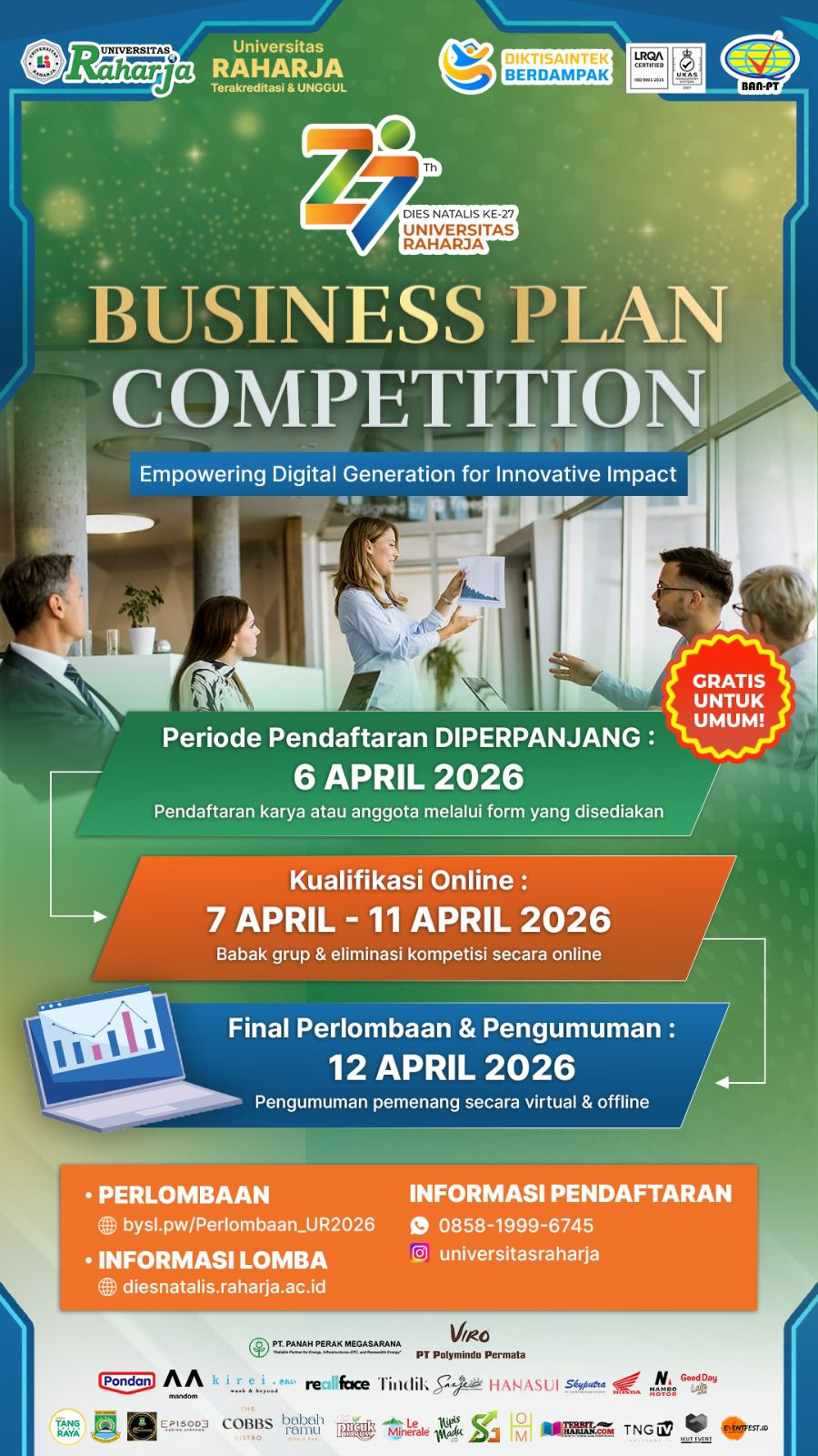 Punya Ide Bisnis Kreatif? Daftar Business Plan Competition Universitas Raharja Sekarang, Gratis!