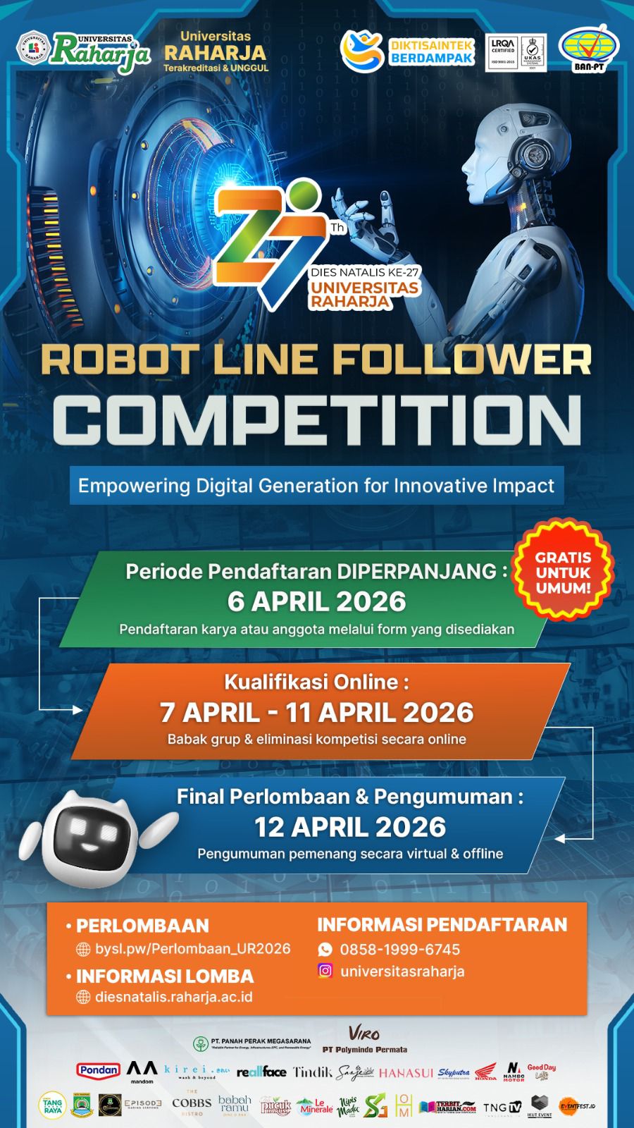 Memasuki Era Robotik, Universitas Raharja Gelar “Robot Line Follower Competition” di Perayaan Dies Natalis ke-27